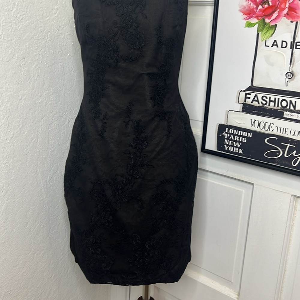Marchesa Notte Black Lace Strapless Mini Dress Size 10 - Picture 5 of 8